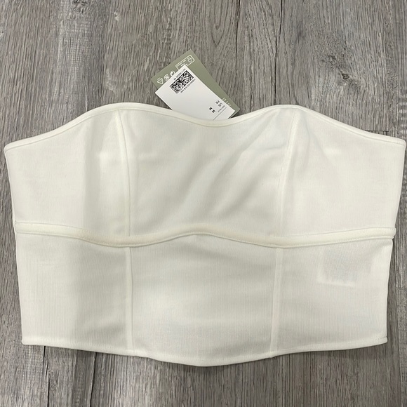 H&M White Ribbed Cropped Tube Top - Picture 1 of 5